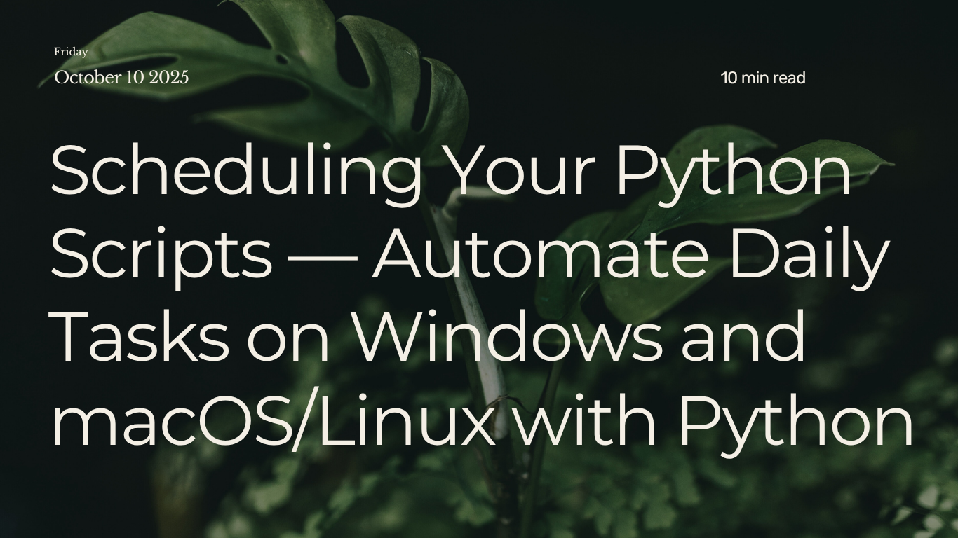 How to Schedule a Python Script to Run Daily (Windows & macOS/Linux)